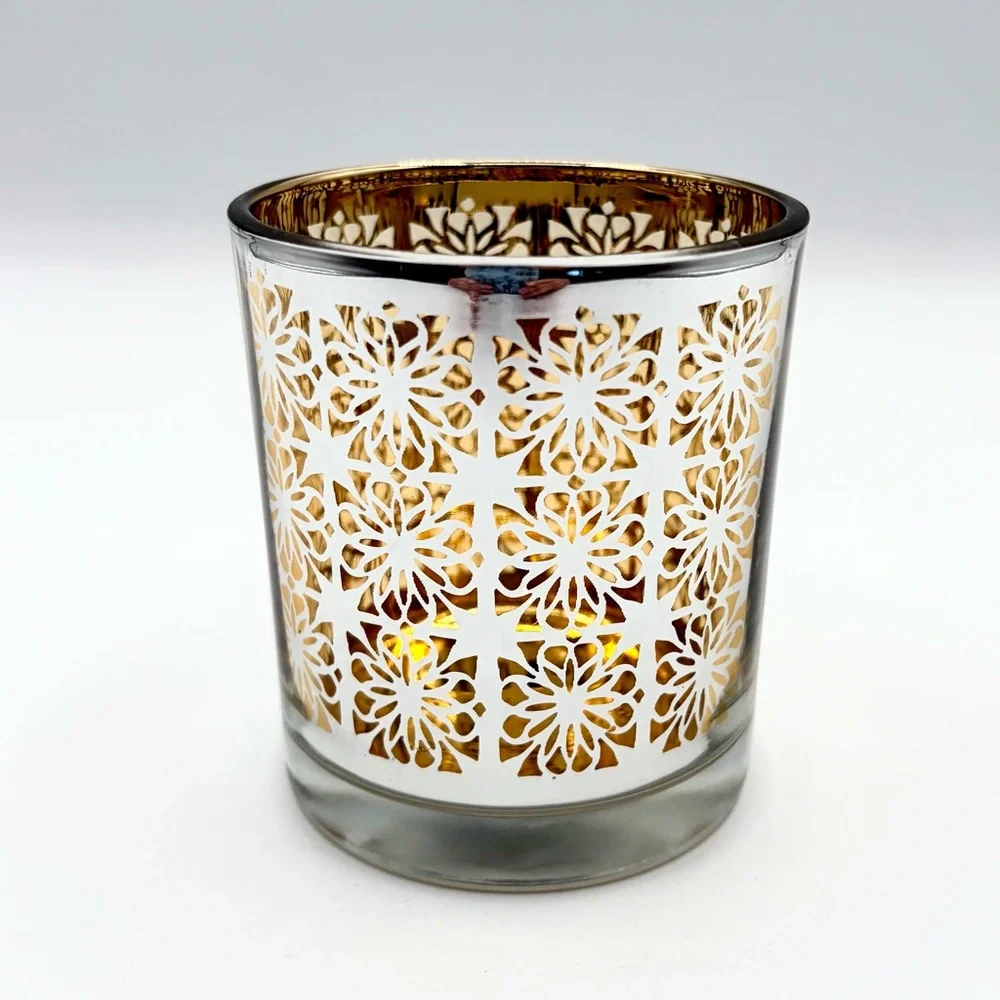 Crate & Barrel Raj Silver and Gold Color Votive Candle Holder